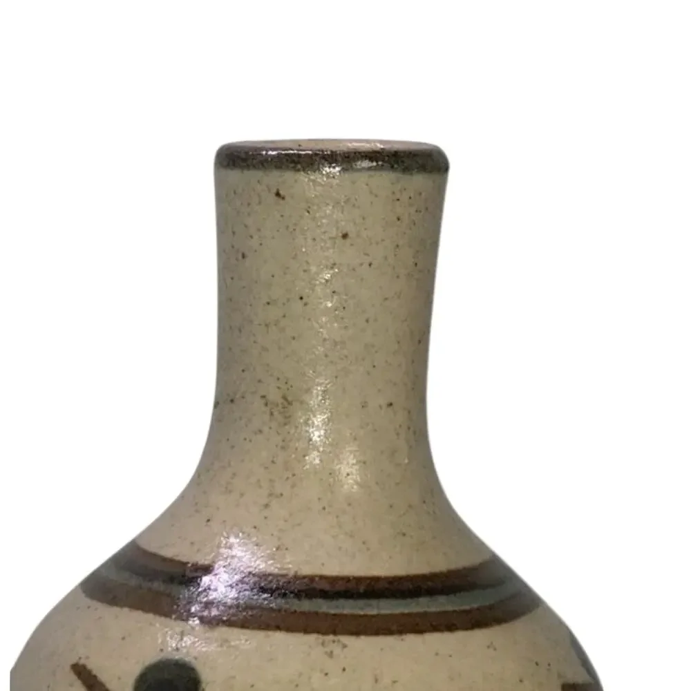 MCM Japanese Style Dragonfly Pottery Bud Vase Small Boho Weed Pot Vintage 80s